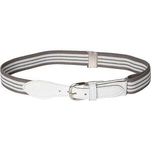 Hold’Em Baseball Belt Boys Leather Closure Elastic Adjustable Strap -Grey/White